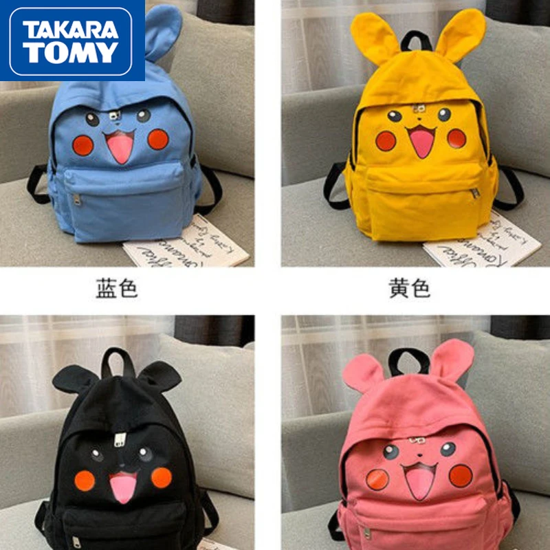 

Вместительная Водонепроницаемая школьная сумка TAKARA TOMY Pikachu с трехмерными ушками для мальчиков и девочек, симпатичный рюкзак с героями мультфильмов