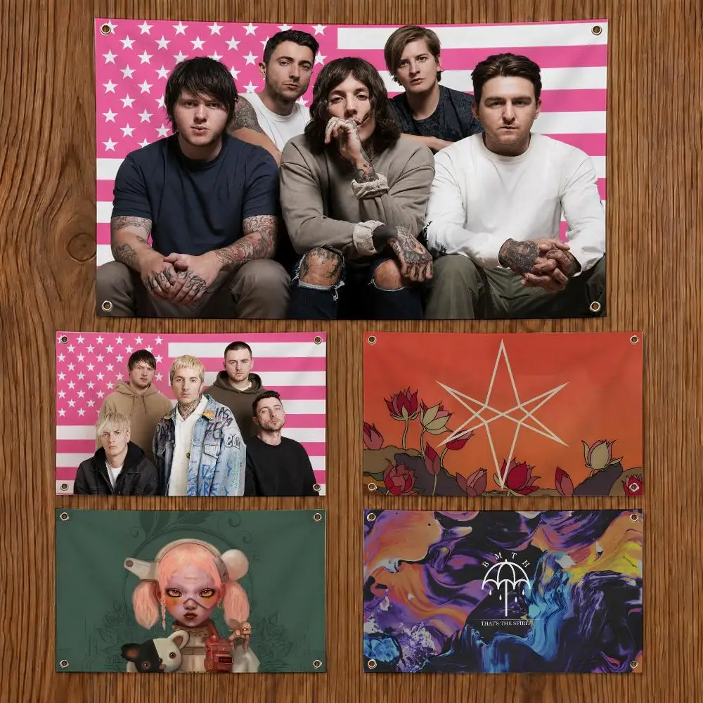 Bring Me The H-Horizon Rock Flags Durable Outdoor Indoor Festive Decoration Classic Design Wall Room Banner