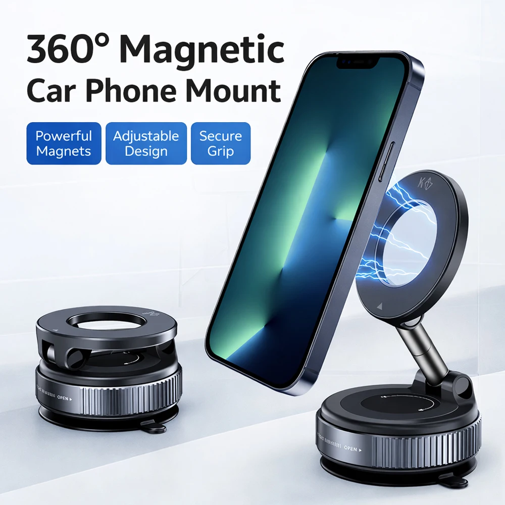 

Магнитная подставка для телефона 15W, регулируемое складное крепление на вакуумной присоске для автомобиля, стола, кухни