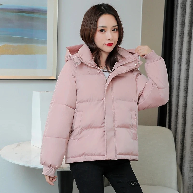 2023 New Winter Coat Women Hooded Puffer Coat Causal Thick Warm Parkas Zipper Down Cotton Padded Jacket Outerwear Female