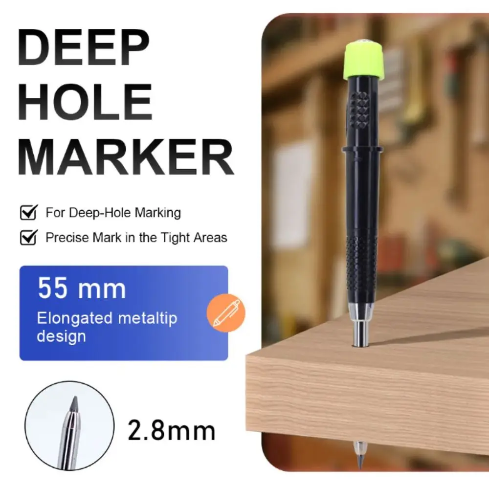 

2.8mm Lead Woodworking Mechanical Pencil Built-In Sharpener New Tip Design Carpenters Marking Pencil Long Head Pen Cap