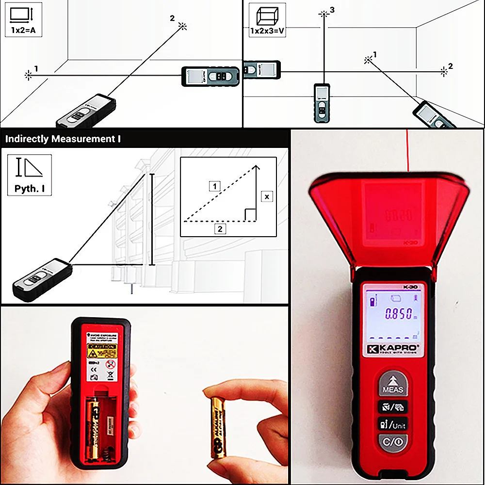 

Kapro 30M Portable Digital Roulette Laser Measure Distance Meter Backlight Range Finder Electronic Trena Laser Tape Rangefinder