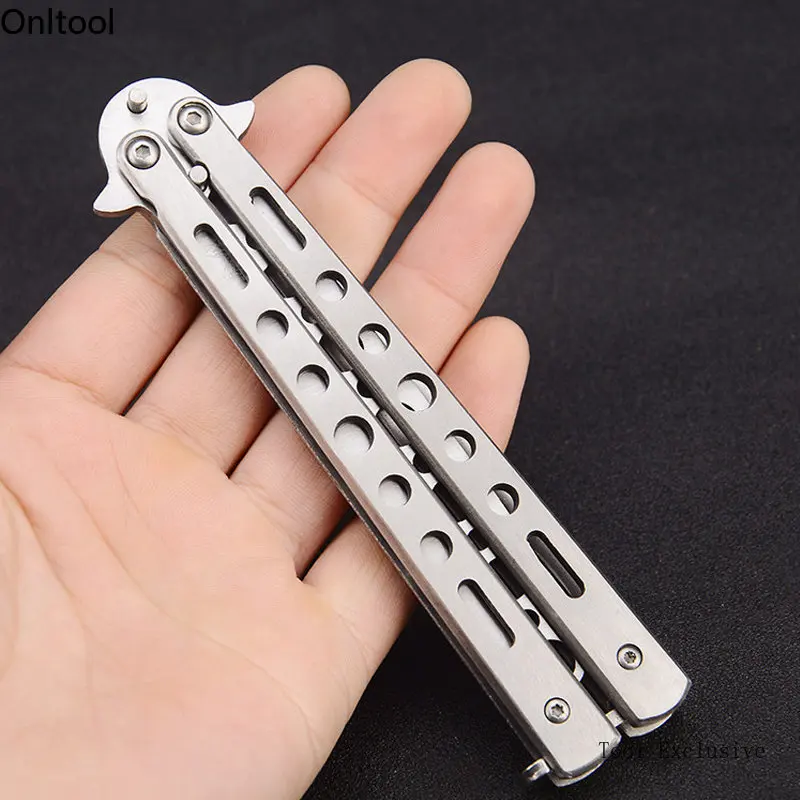 Portable Folding Uncut Butterfly Knife Outdoor Tool Stainless Steel Practice Knife No Cutting Edge Training Knife Practice Tools