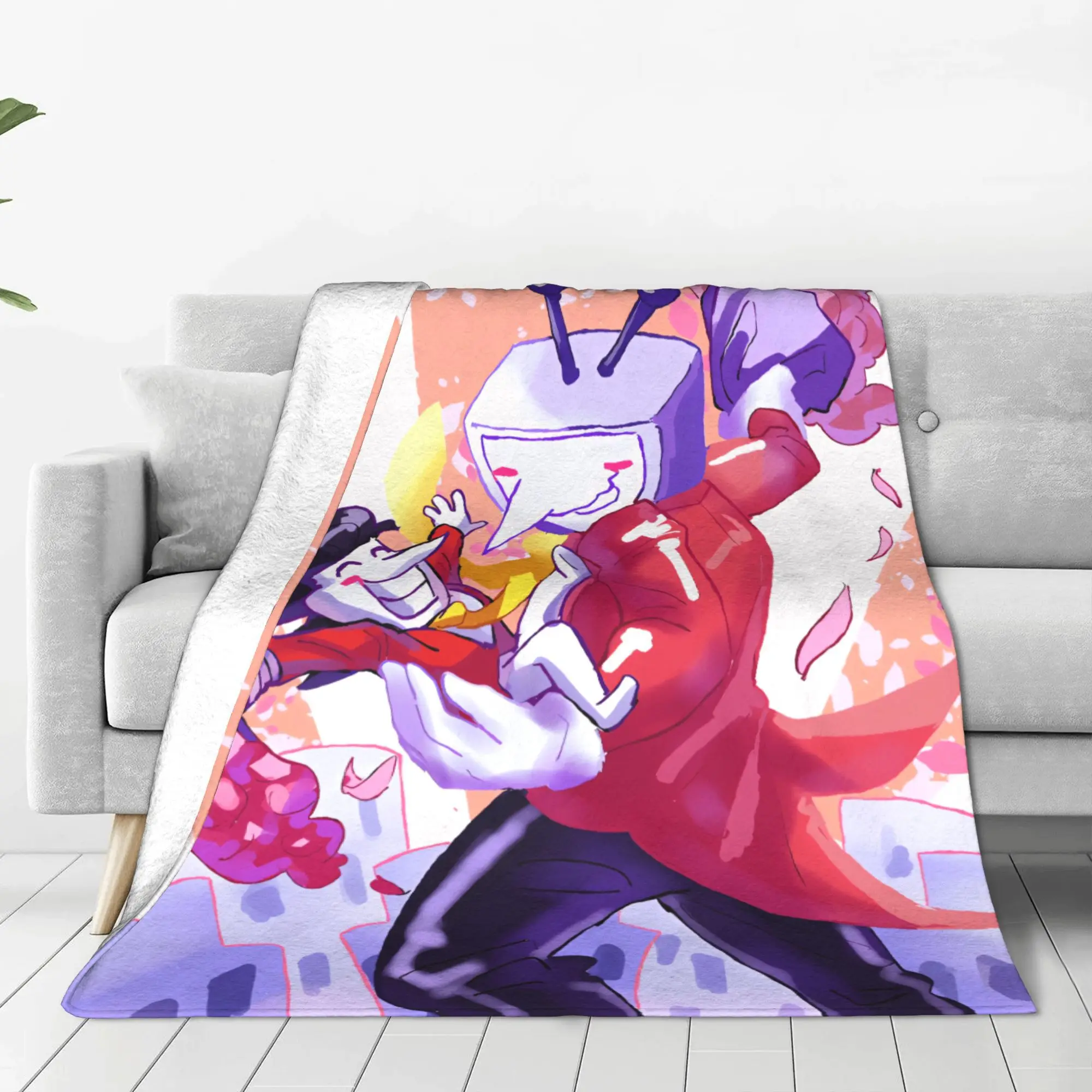 Tenna Deltarune Game Its TV Time Meme Blankets  Soft Warm Plush Throw Blanket For Kids Couch Bed Flannel Bedspread Bed Cover