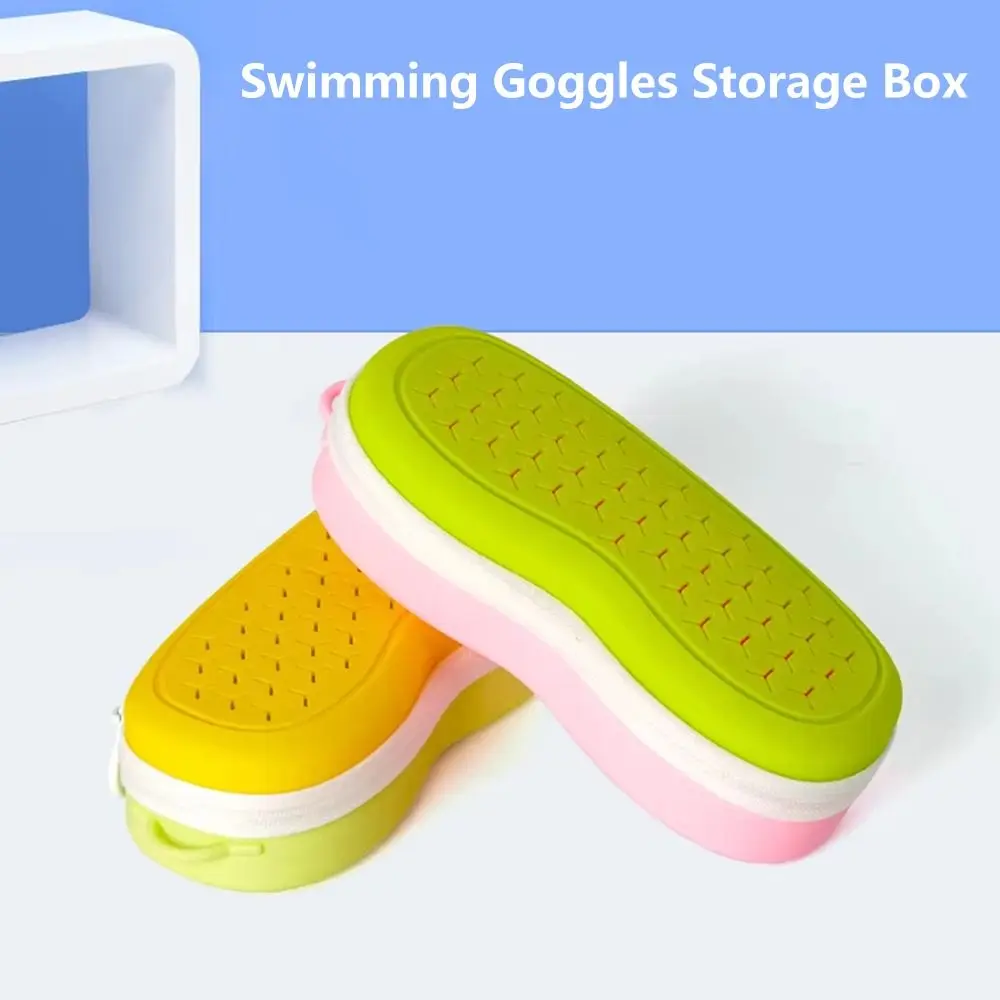 Hollow Swimming Goggles Storage Box with Drain Hole Silicone Swim Goggles Protective Bag Large Capacity Breathable