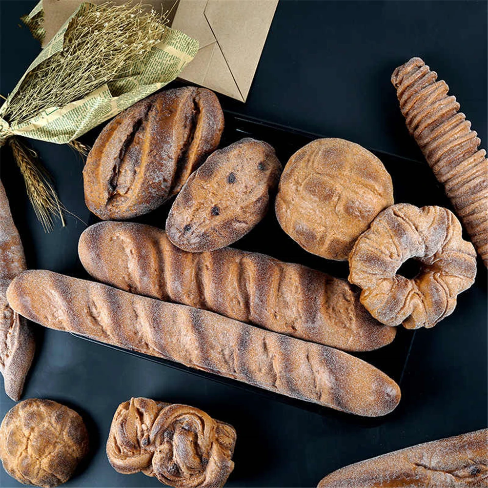 نموذج الخبز الاصطناعي الغذاء كعكة الحلوى منزل متجر بار مقهى ديكور الخبز الكرواسون الرغيف الفرنسي محاكاة وهمية الخبز البني #6