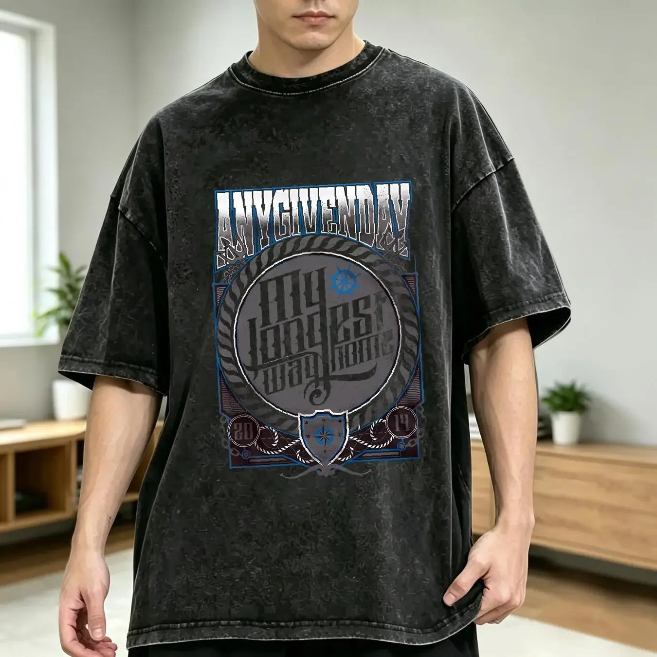 washed T Shirt any given day my longest way home vintage Washed designer clothes Comfortable homme Breathable Slightly Casual