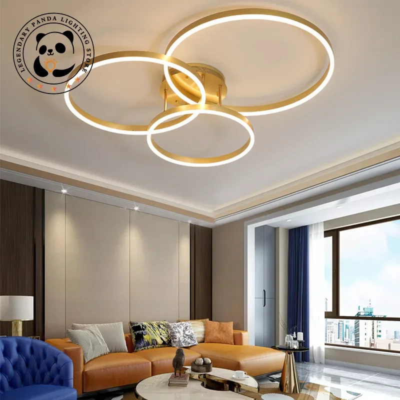 

Nordic Creative Ceiling Chandeliers Light Luxury Metallic Luster Annular Lampshade Bedroom Parlor Villa Cafe Restaurant Fixtures