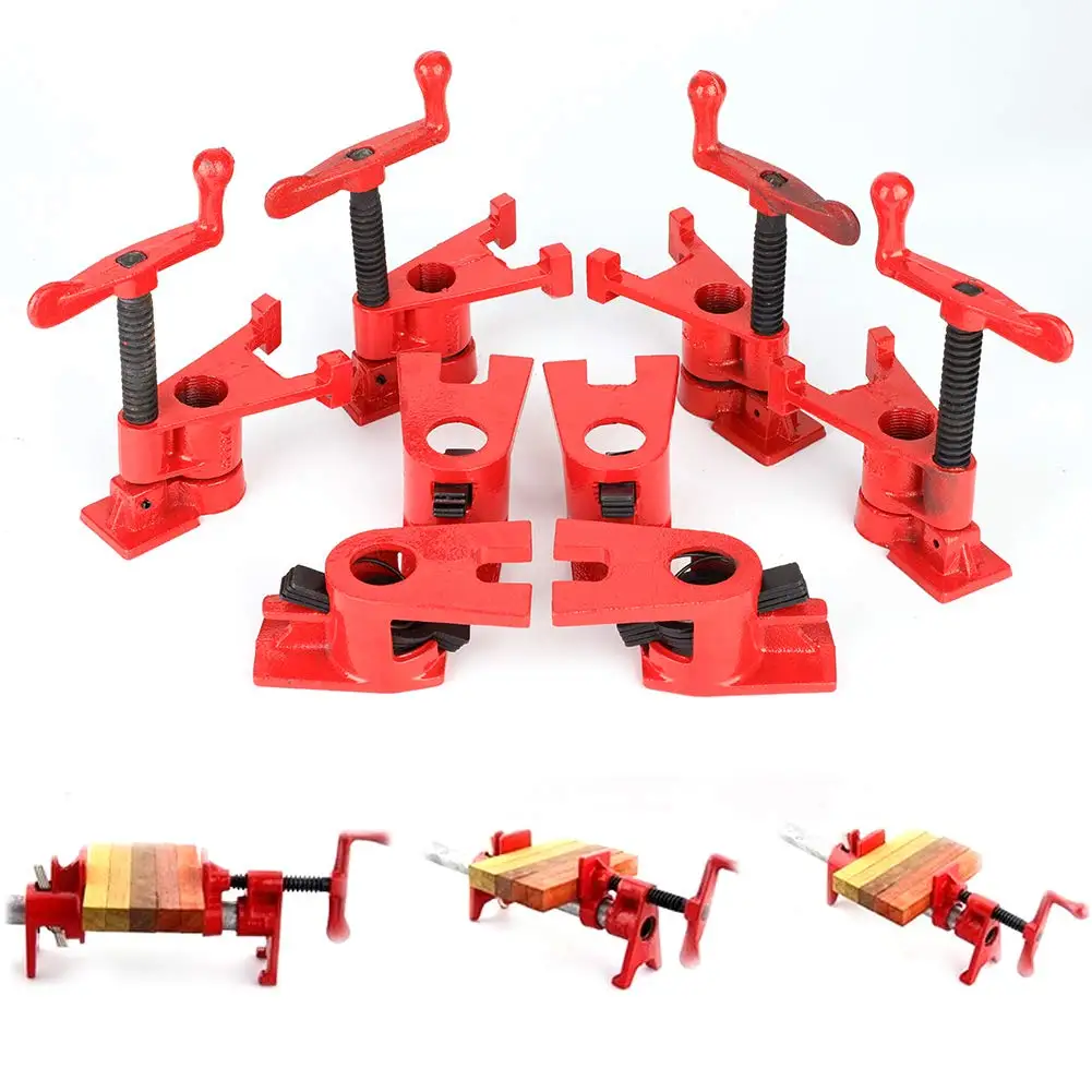 4 Set 26.5mm Quick Release Heavy Duty Wide Base Iron Wood Metal Clamp Set Woodworking Workbench