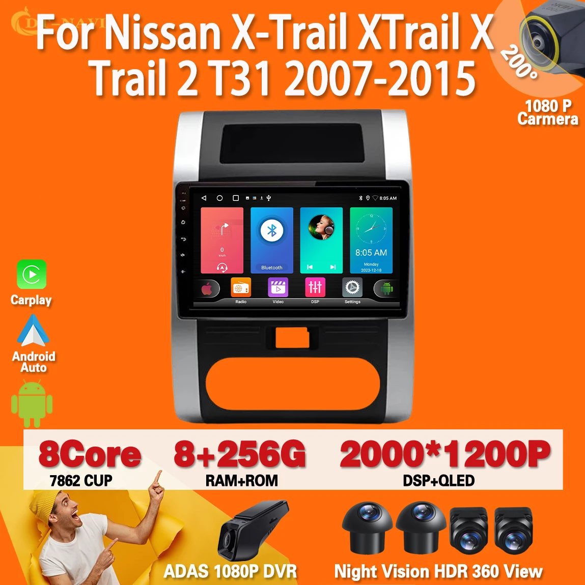 

Android 13 для Nissan X-Trail XTrail 2 T31 2007-2015 радио Carplay Авто Радио стерео Мультимедийный Плеер навигация GPS