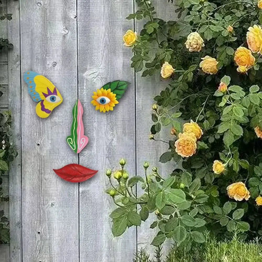 

1 Set Funny Colorful Tree Face Statue Unique Artistic Butterfly Tree Face Pendants Handmade Resin Garden Sculptures Outdoor