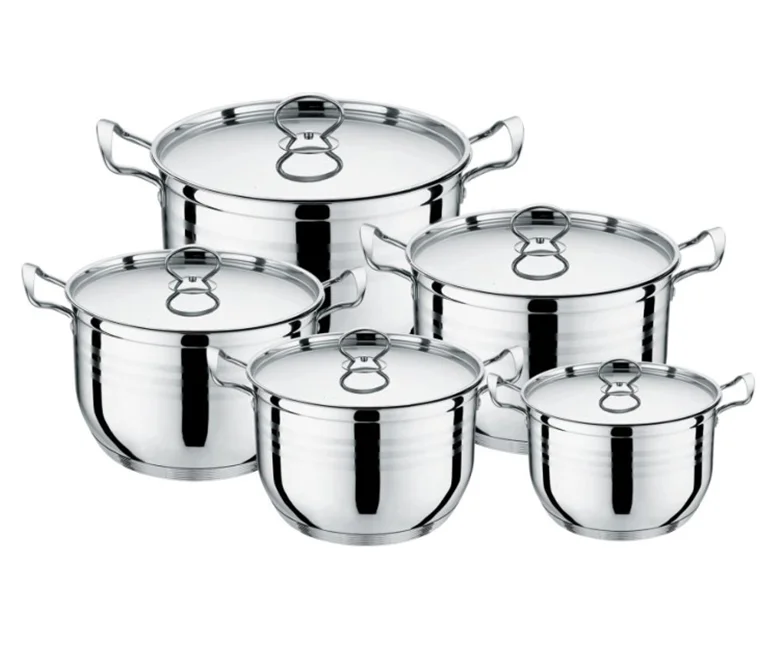 14PCS Cooking Pot Set With Blue Glass Lid Cookware Set Soup Pot and Stockpot Kitchen Utensils