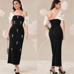 Customized Evening Dress Formal Saudi Arabia Asymmetrical Column Sheath Ankle Length Skirts Hugging Bespoke Occasion Dresses Pro