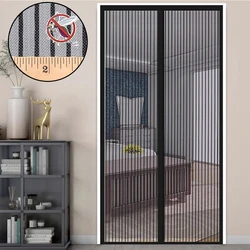 Mosquitera magnética para puerta, cortina de tamaño personalizado, pantalla de puerta, se apagan automáticamente, malla invisible