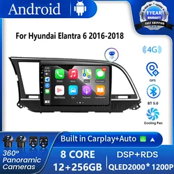 Android System Car Radio Multimedia Player For Hyundai Elantra 6 2016 2017 2018 Carplay DSP GPS Navi Auto Tools BT WIFI+4G IPS