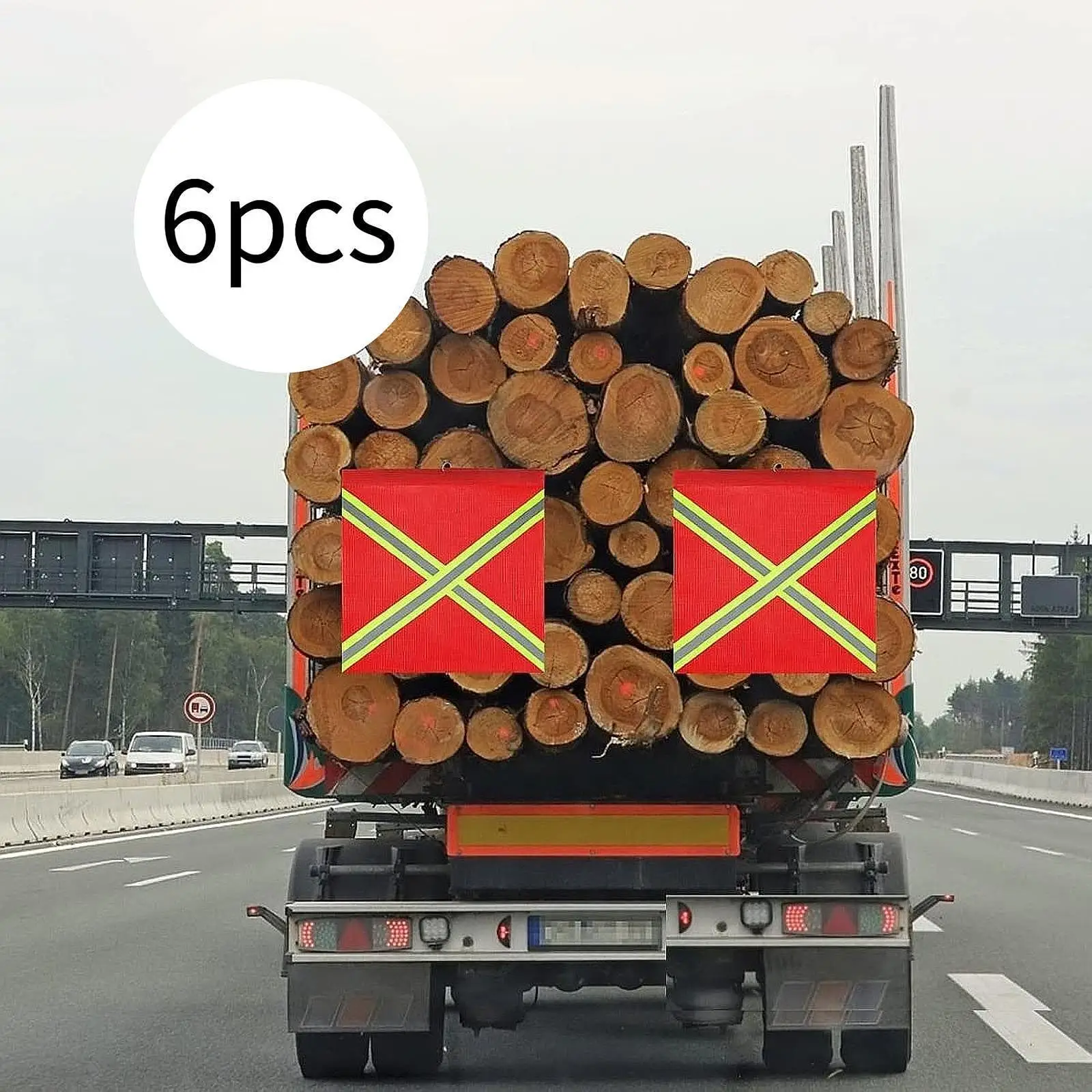 6 قطعة أعلام سلامة الشاحنة سهلة التركيب شبكة 18 بوصة × 18 بوصة ملحقات أعلام تحذير عالية الوضوح لقارب نقل المقطورة #4