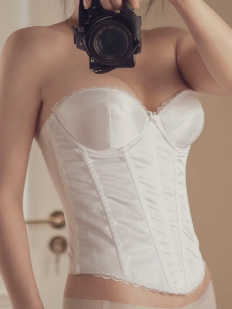 

High Quality Adjustable Spaghetti Straps Body Shaperwear Black/White Lace Bridal Corsets Bra Bustiers For Wedding Plus Size