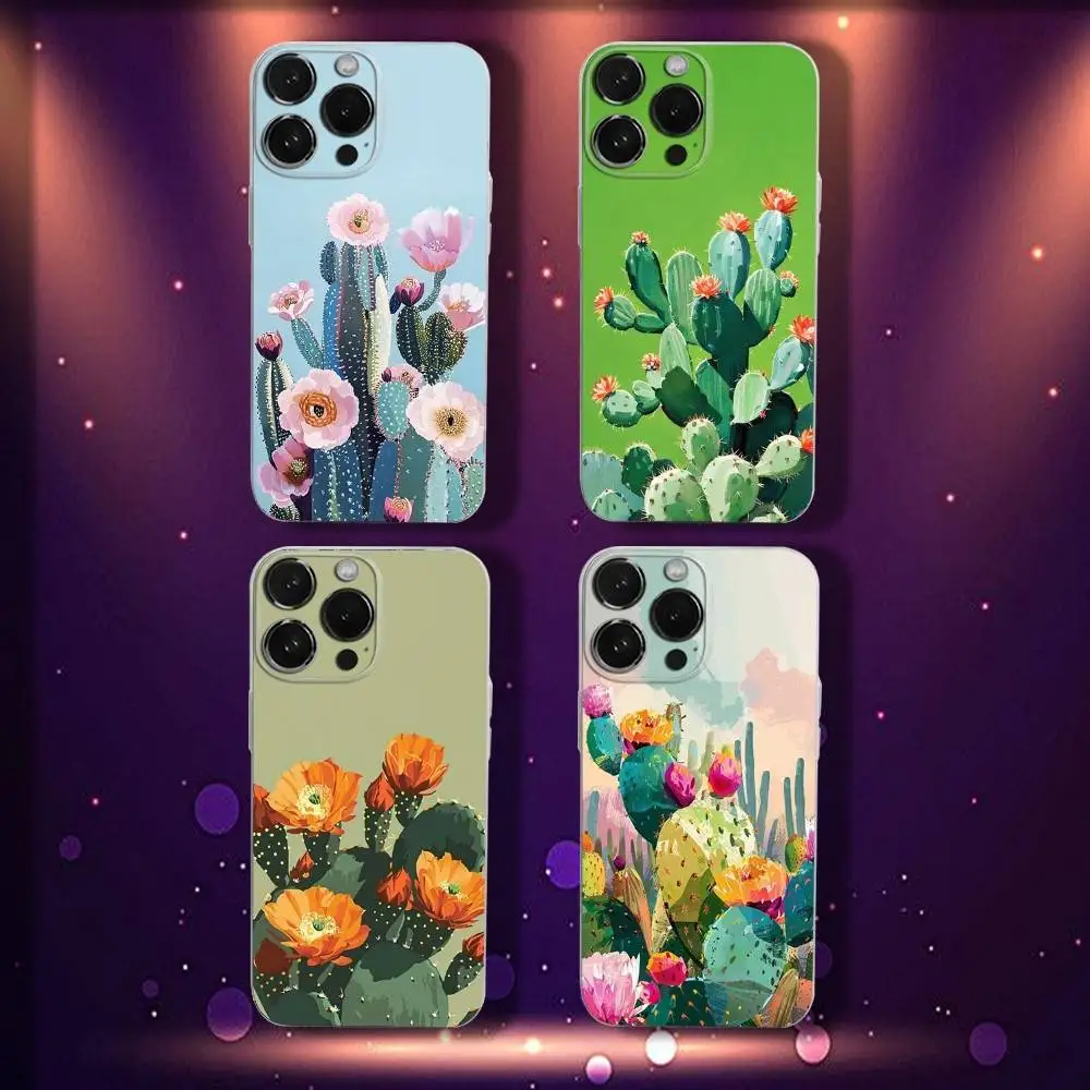

Cactus illustration Phone Case For iPhone 17,16,15,14,13,12,11 Pro,Max,Plus,X,XS,XR,SE4,E Mini Transparent Soft Cover
