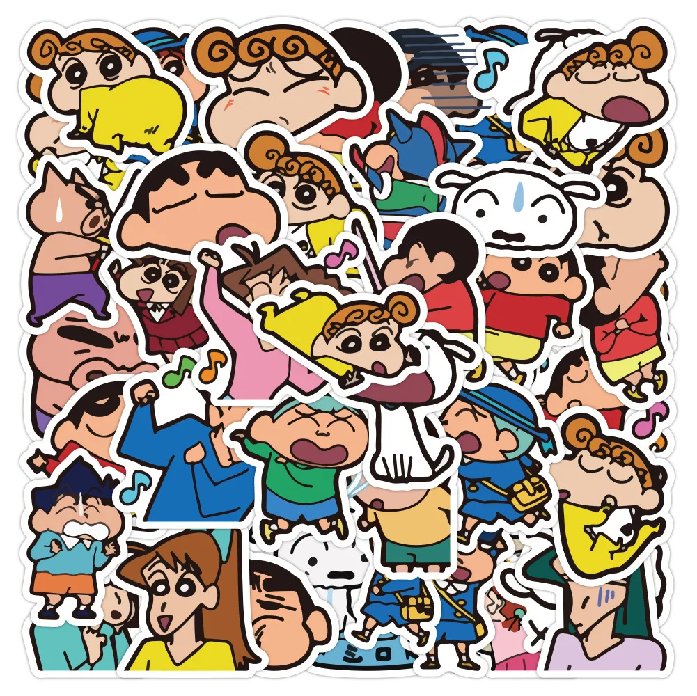 40/60/63PCS Crayon Shin-chan Cartoon Stickers Compilations DIY Water Bottle Notebooks Phone Case Decoration Sticker For Kids Toy