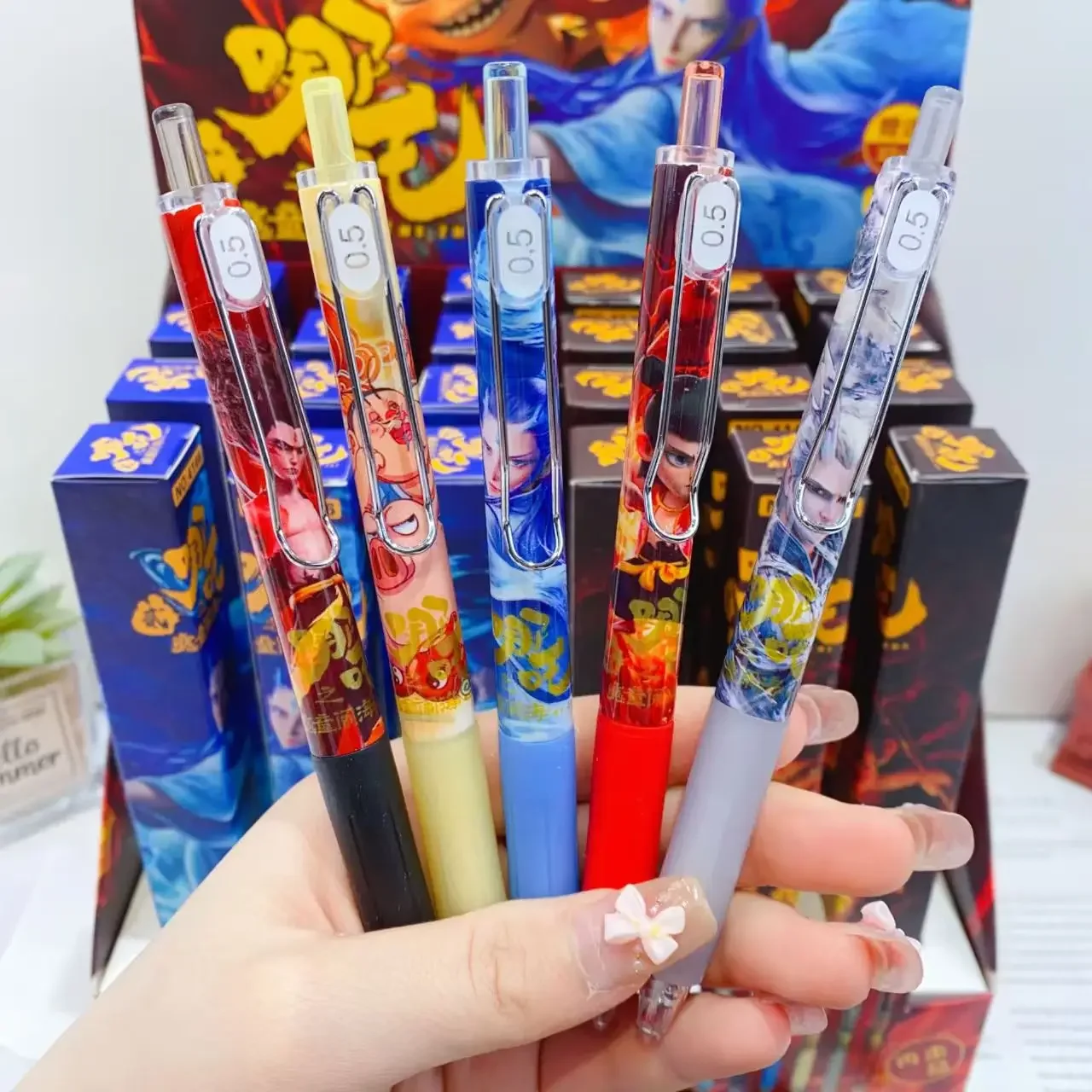 Random 3Pcs Chinese mythology movies Ne Zha 2 Gel Pen 0.5mm black ink ballpoint pen Cute Nezha Aobing Stationary Supplies gift