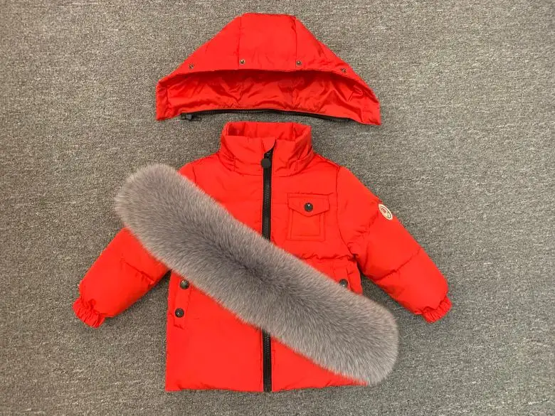 Winter Down Jacket Pants Real Fox Fur Hooded Parka Baby Overalls Warm Kids Coat Child Snowsuit Toddler Girl Clothes Set