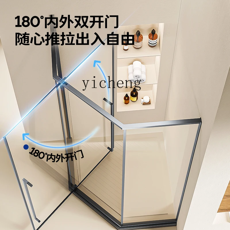 内外開き乾湿分離ステンレス製フルフレーム浴室ガラスシャワーエンクロージャー