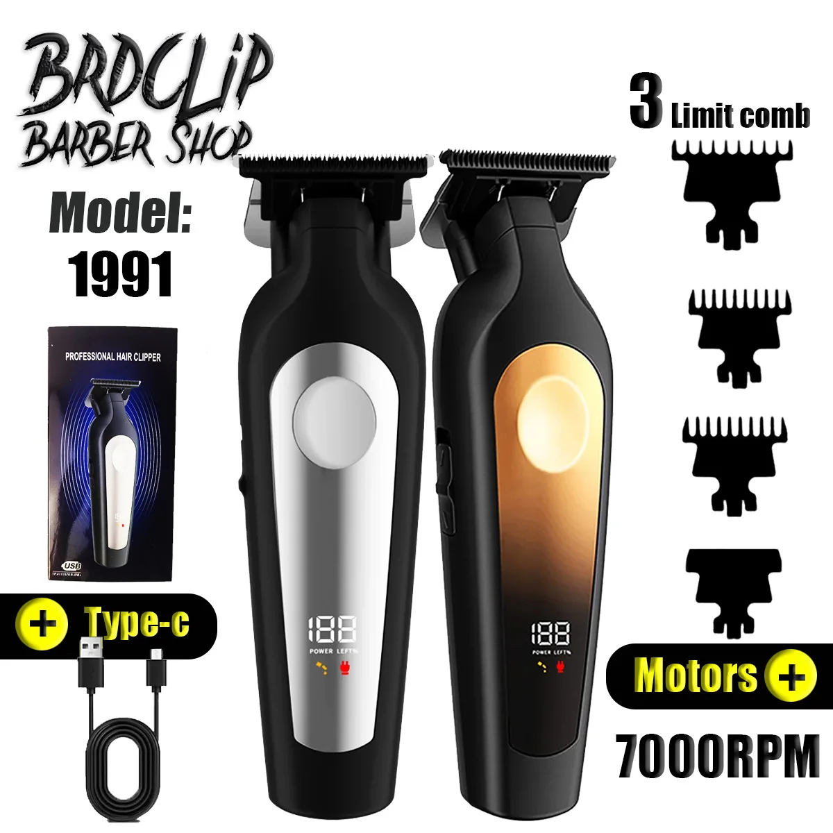 

BRDCLIP 7000RPM Men Professional Electric Clipper Cutting Oil Head Engraving Zero Knife Head Hair Cutting Shaver Trimmer Barber