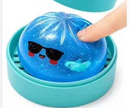 Money Glitter Shark Dumplings Squishy Toy Soft Slow Resilience Squishy Toy Fidget with Steamer Steamed Stuffed Bun Squishy Pinch