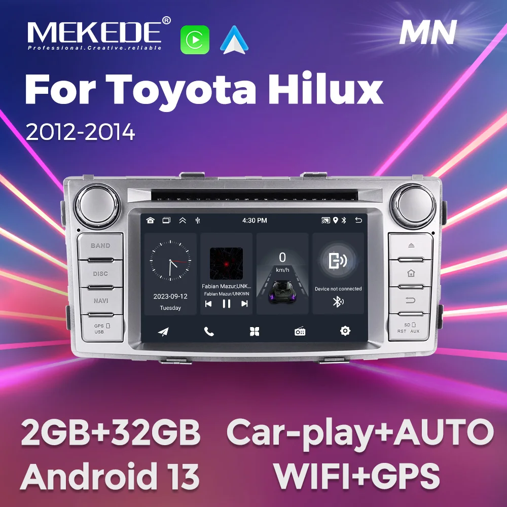 MEKEDE أندرويد السيارات سيارة اللعب راديو السيارة لتويوتا هايلكس 2012 2013 2014 2015 FM BT مشغل وسائط متعددة لتحديد المواقع واي فاي أندرويد 13 لا DVD