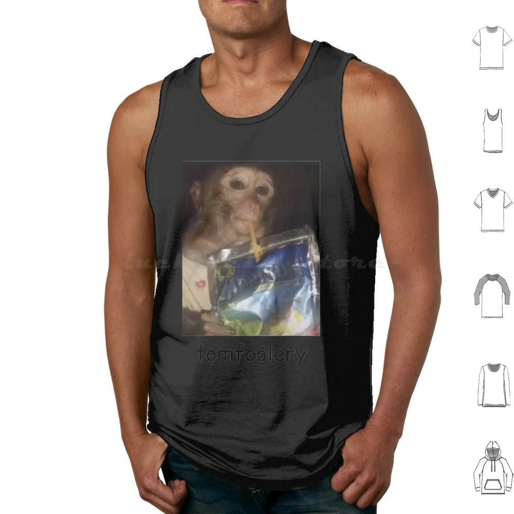 Tomfoolery Funny Monkey Tank Tops Vest Sleeveless Tomfoolery Shit Post Funny Monkey Cute Thanks Memes Nonsensical Cursed Meme