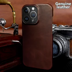 Etui z prawdziwej skóry na Iphone 14 Pro Max Cover Luksusowy telefon biznesowy Estetyczny Vintage Retro na Iphone 13 12Pro 15 XR Coque