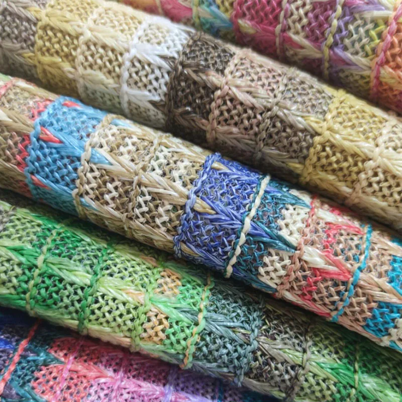 

1 ярд цветов, тканые полосы, PP рафия, тканая ткань, дышащая PP соломенная ткань для сумок, сумок, обуви и шляп, Крафтовая ткань