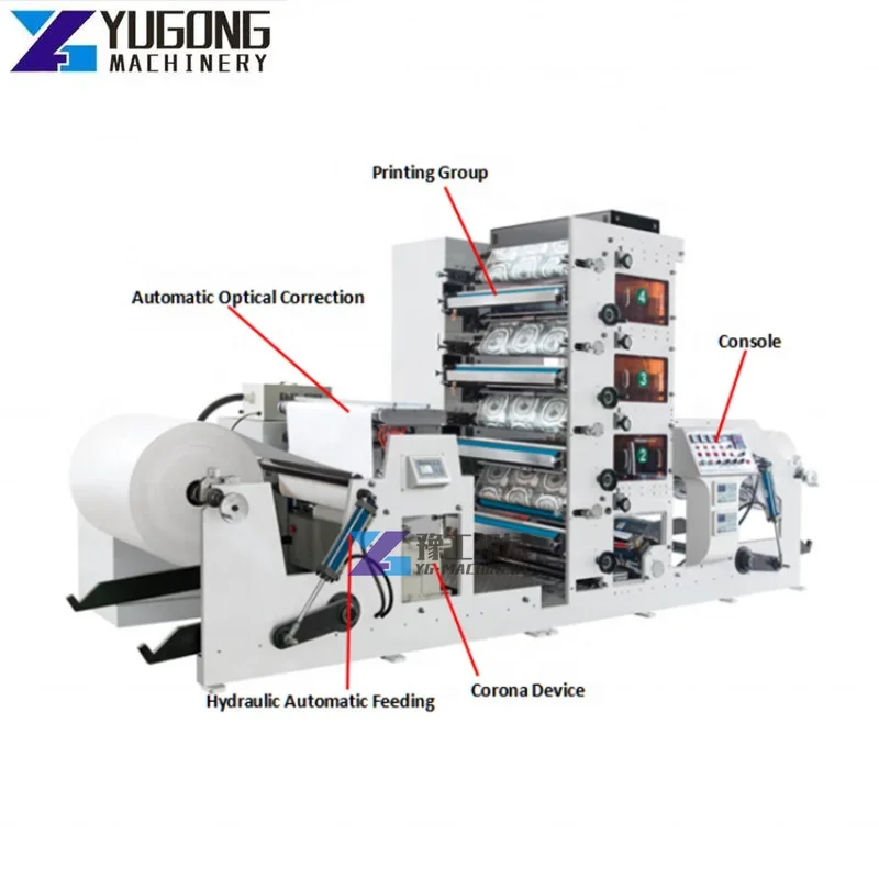 4 Color Flexographic Printing Machine Label Paper uv Flexo Printer Slotter Die Cutter Machine