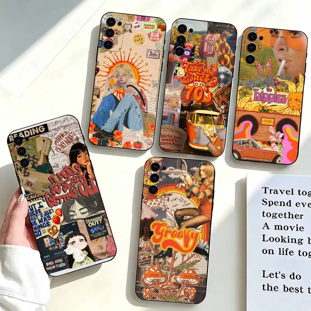 

Cool-l Retro-o Art 70s Style Phone Case For Samsung S25,S24,S21,S22,S23,S30,Ultra,S20,Plus,Fe,Soft Silicone Black Cover