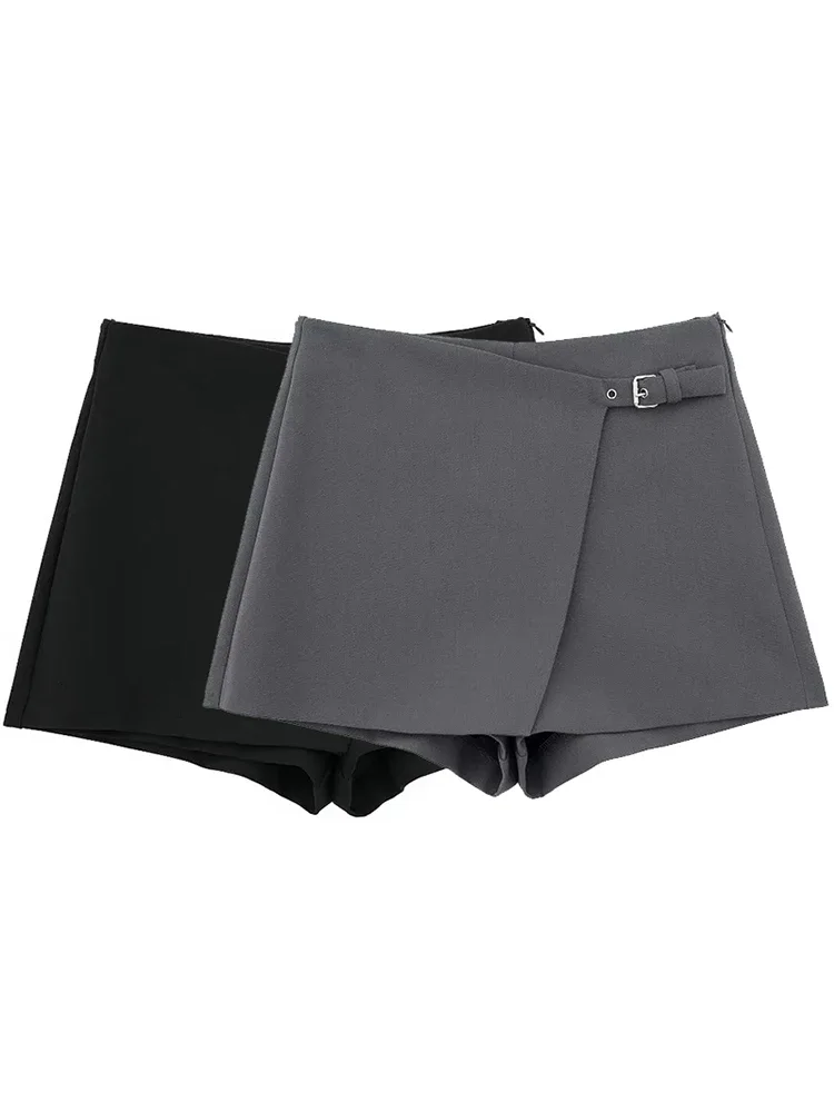 

Женские модные однотонные бандажные мини-юбки на молнии сбоку, винтажные шорты с высокой талией, женские шикарные женские шорты