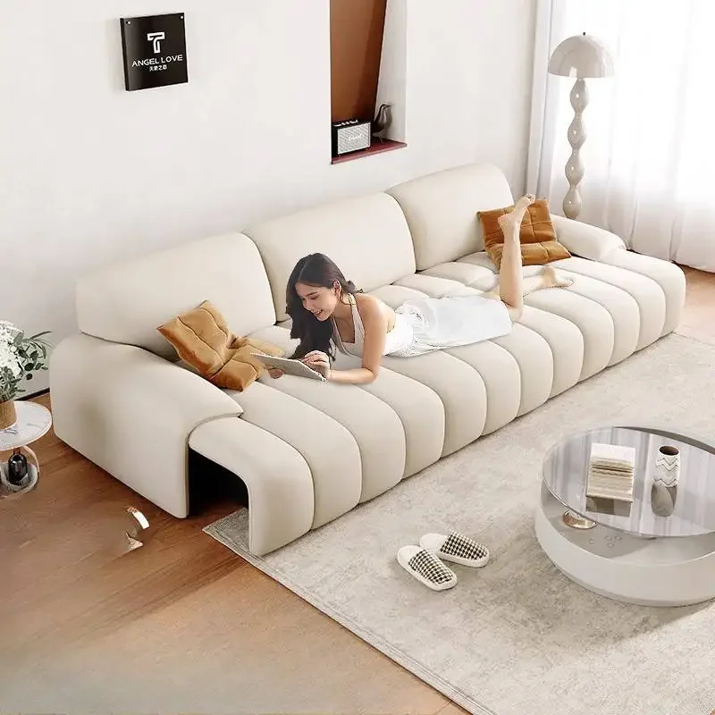 

Armrest Beige Electric Sofas European Minimalist Curved Modern Living Room Sofas Smart Style Sofa Wohnzimmer Furniture For Home