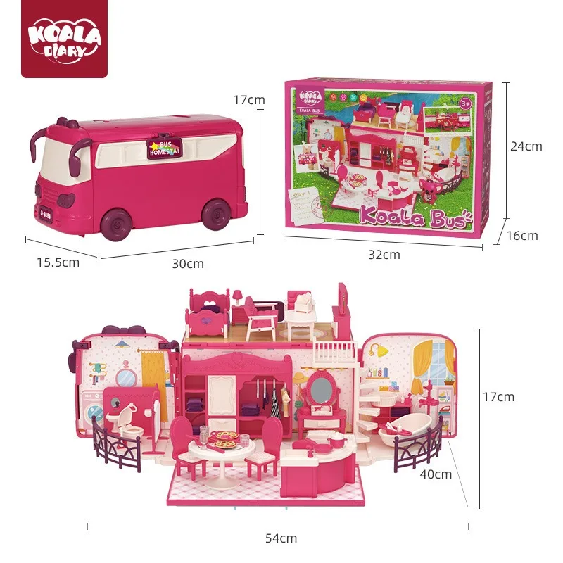 Accessoires et meubles miniatures de maison de beurre, scène de vie, jouets de simulation pour enfants, bus scolaire, modem, véhicule de supermarché