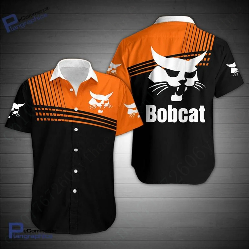 Bobcat Harajuku camiseta grande para homens e mulheres, roupas unissex, cardigã de botão de luxo, camisas casuais, blusas, anime