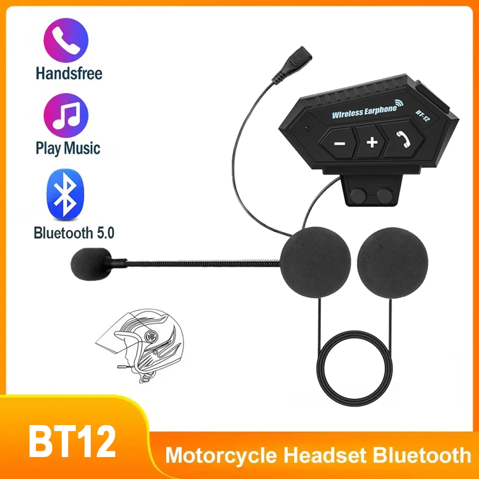 

Bluetooth 5.0 Motorcycle Helmet Headset Waterproof Wireless Handsfree Call Noise Reduction Headphones Music Player For Motorbike