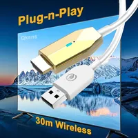 100ft Wireless Transceiver Video Transmitter and Receiver USB HDMI Extender Cable Screen Mirror Adapter for PC To TV monitor 30m