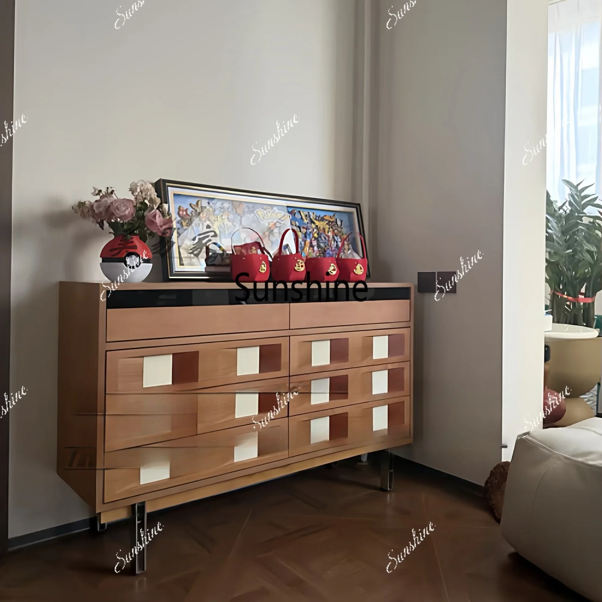 

Y.Medieval solid wood, simple bedroom, bedside locker, living room storage, drawer