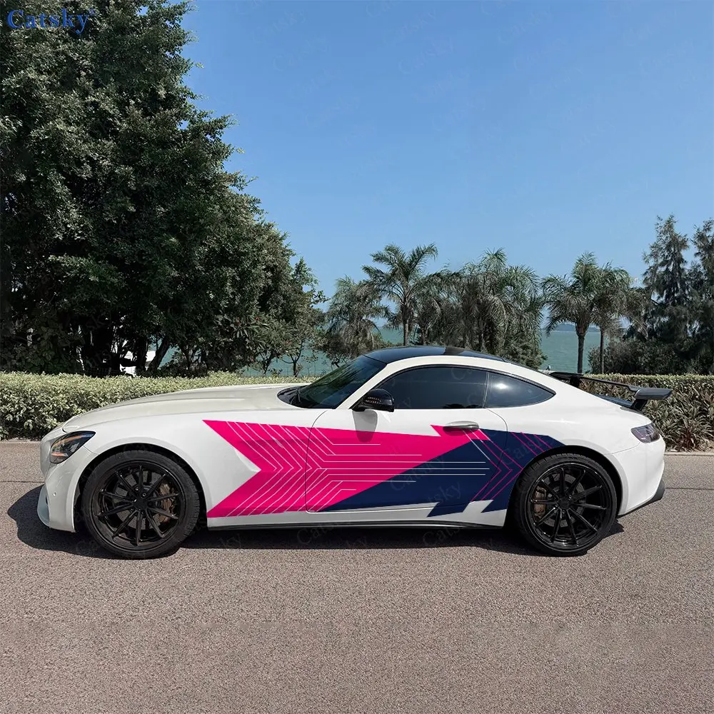 2pcs Contrast Gradient Arrow Car Side Wraps, Self-Adhesive PVC Waterproof & Scratch-Resistant Stickers, Car Accessory Gift