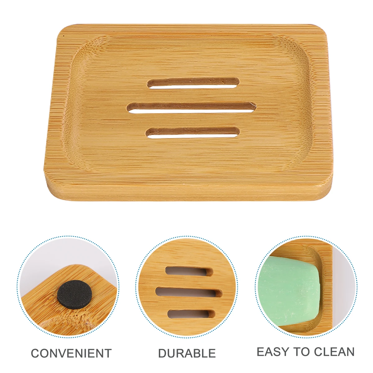 

1pc Bamboo Wood Soap Holder Drain Design Extend Soap Life Easy Drying Storage Container For Bathroom Kitchen