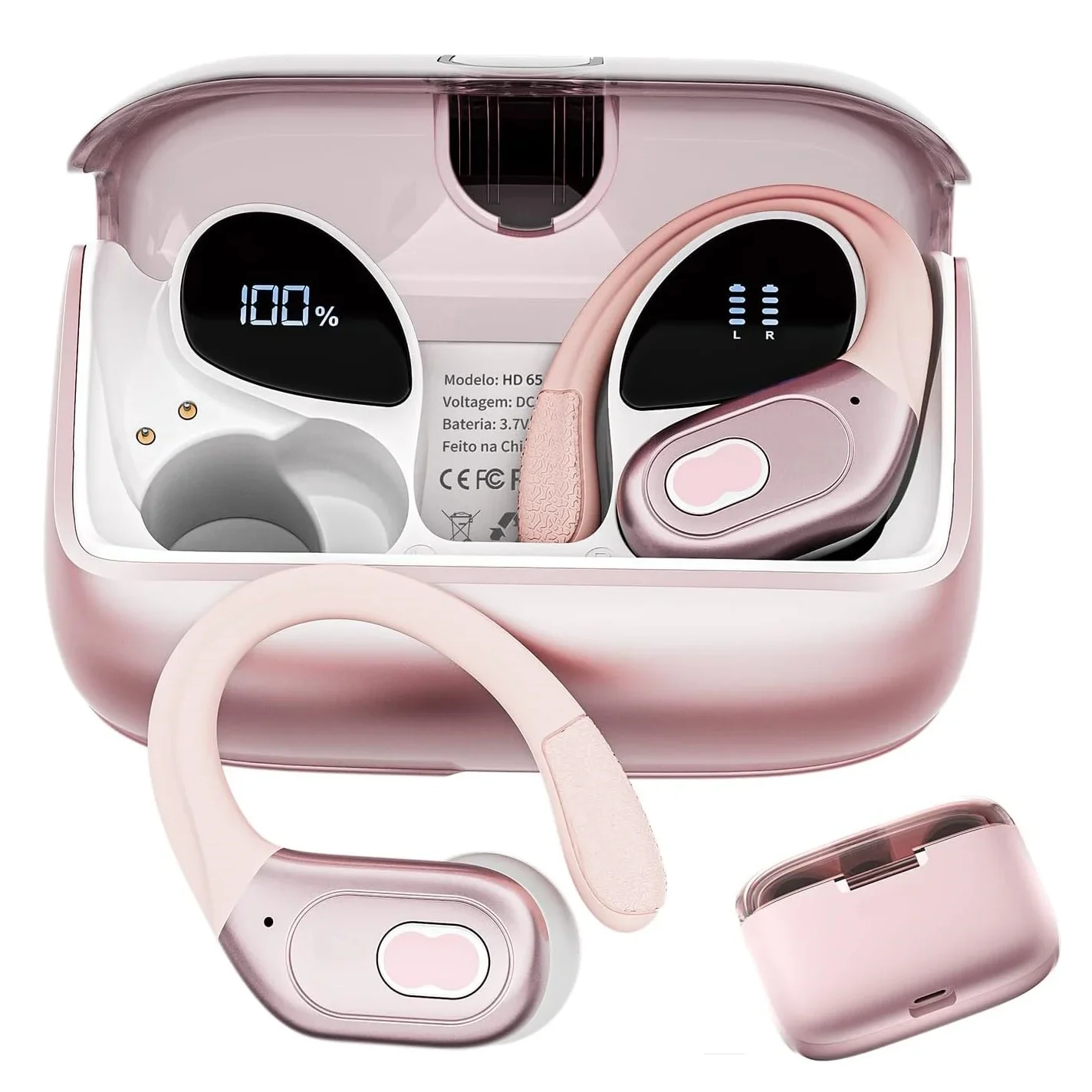 GDLYL HD65 Sports Wireless Earphones with Mics,Button Control, LED Power Display,Hifi Stereo Sound Bluetooth 6.0 TWS Headphones