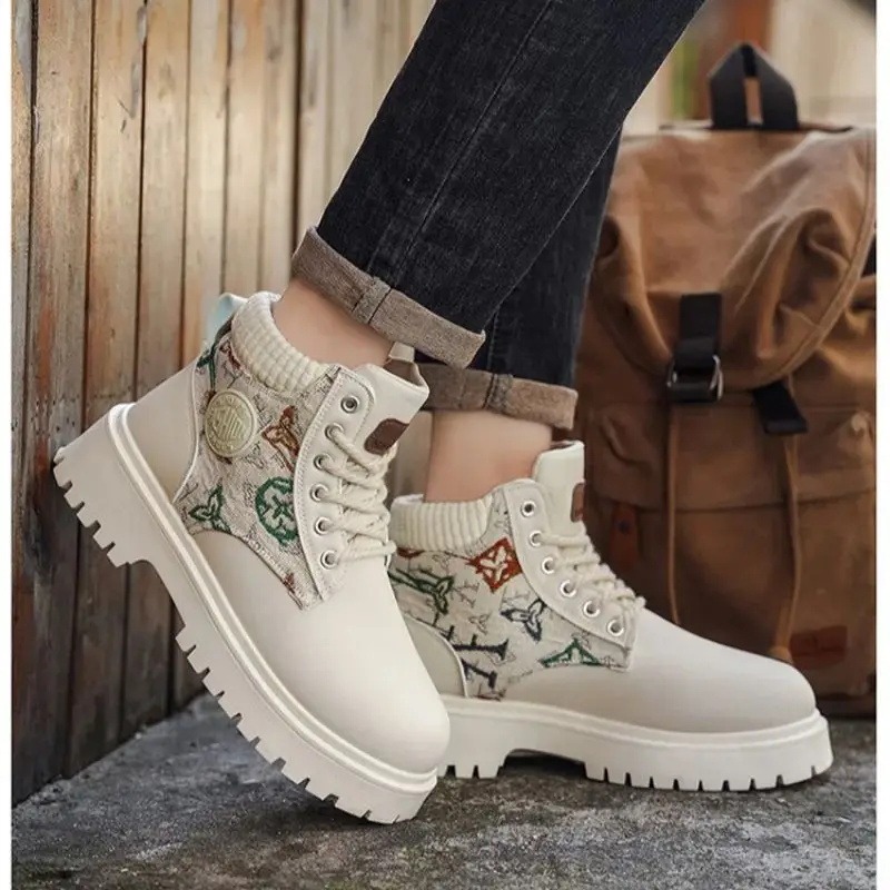 

Teenagers' High-Top Autumn Winter Ankle Boots Outdoor Leather Workwear Sports shoes Motorcycle And Cycling Headshoes