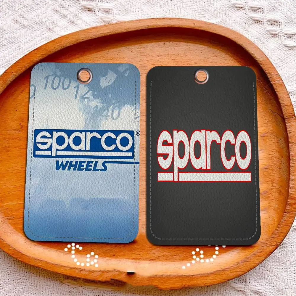 S-Sparcos Logo Style PU Access Card Holder with Keychain - Executive Protection for Bank card,Subway, Bus Card case