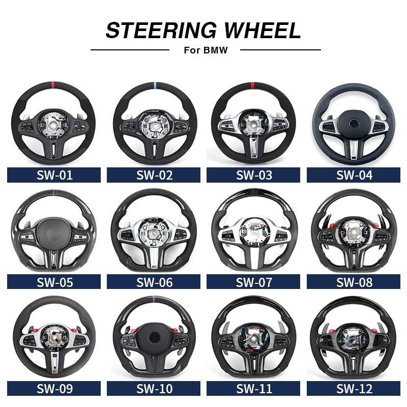 M Sport Carbon Fiber Trim Alcantara Leather Steering Wheel for   G20 G05 G06 G30 G38 G12 G15 G22 G8X M3 M4 F90 M5 G80 G82 G83