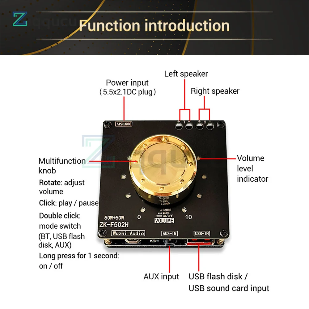 F802 F502E F302 F502H Cool Volume Indicator Bluetooth Audio Power Amplifier Board Module TPA3116D2 stereo image 6