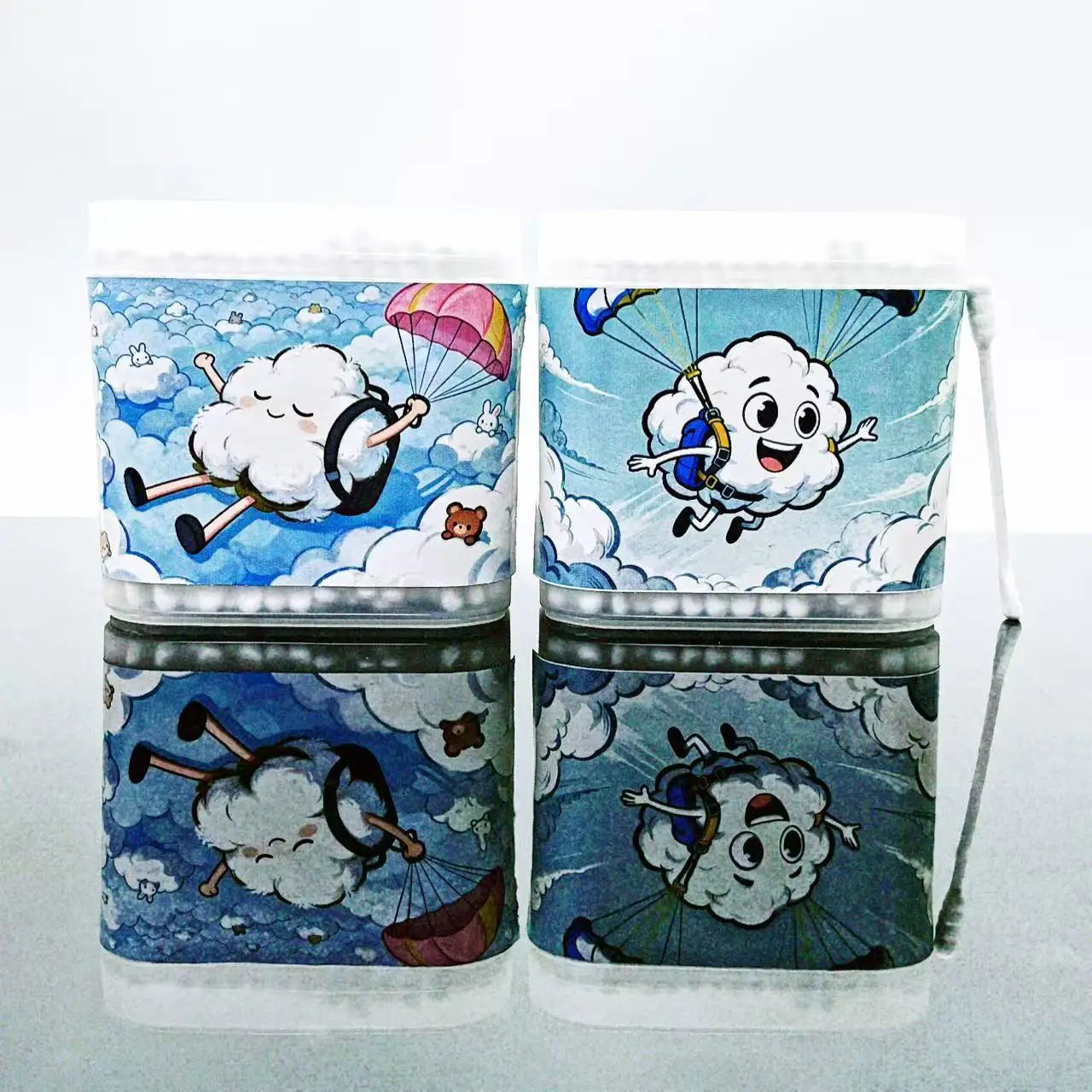 200Pcs/400Pcs Skydiving-Themed Double-Ended Cotton Swabs, Thrill-Seeking Themed Cotton Swabs, White Spiral Cotton Swab Sticks