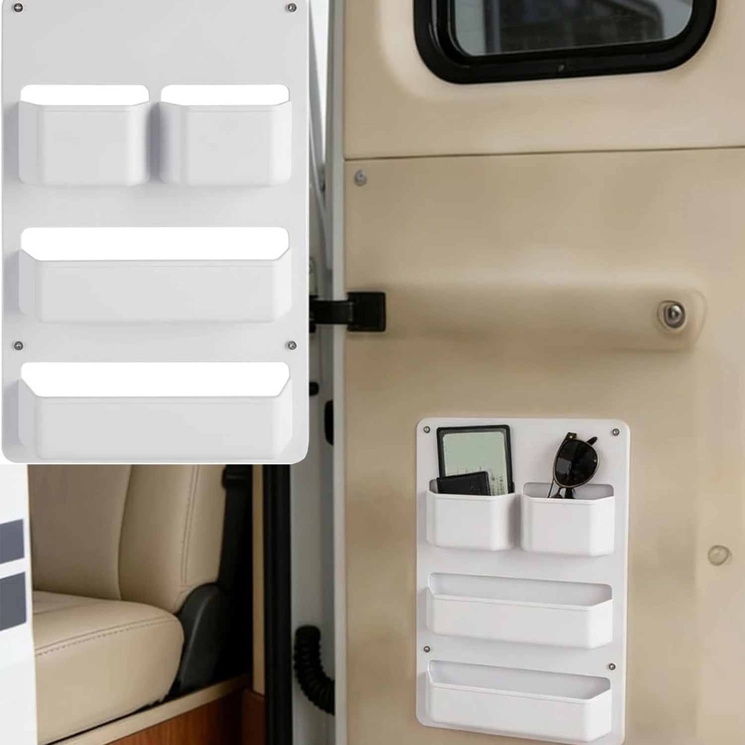 Camper RV Door Organizer Storage Box for Motorhome Caravan Van Waste Tank Hatch ABS Compartment Shelf Campers Door Storage Box